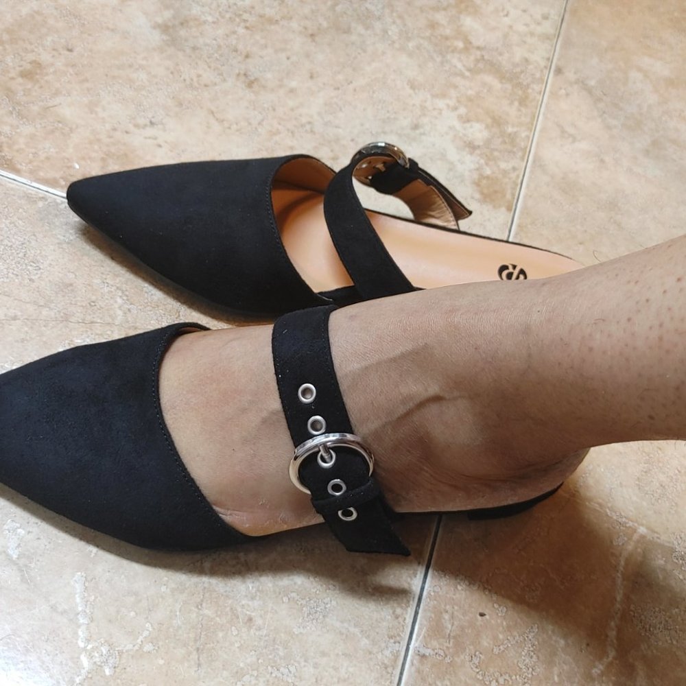 Adjustable Strap Pointed Toe Backless Loafer Shoes - image 4